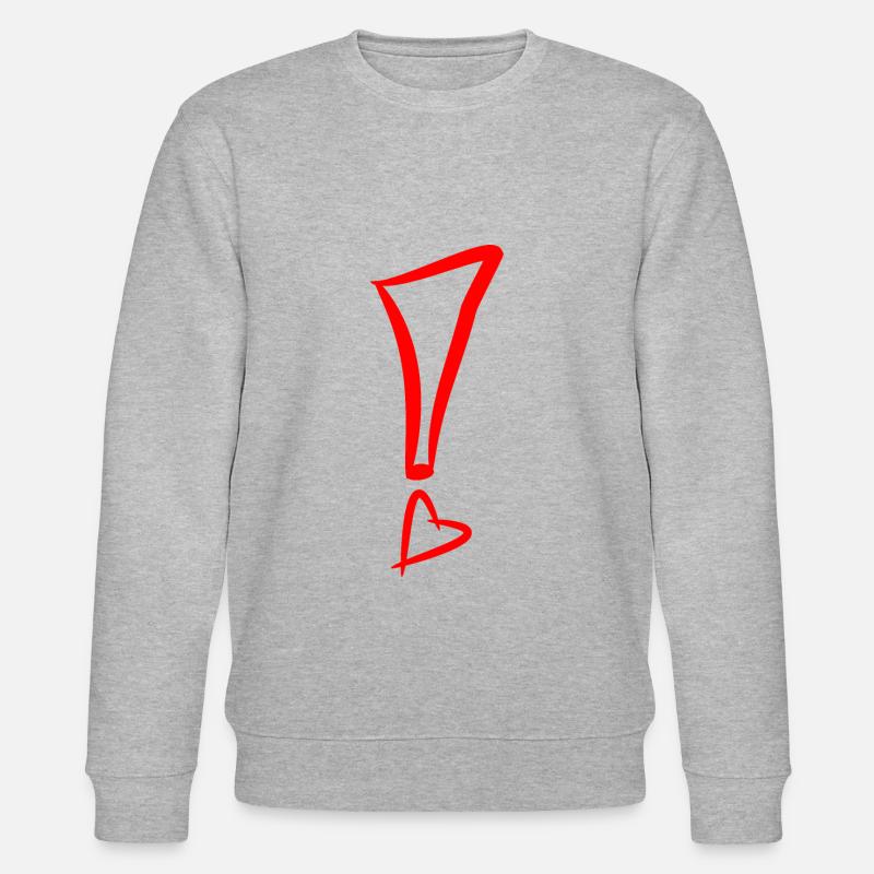 Point d'exclamation avec coeur rouge - Sweat bio CHANGER Stanley/Stella Unisexe - gris chiné