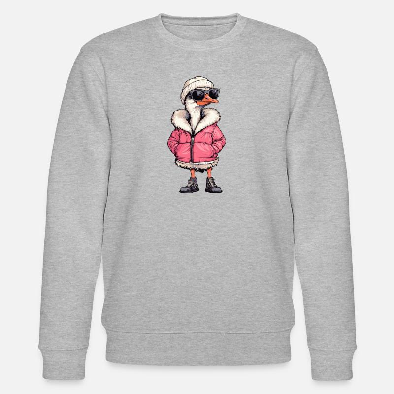 Strauß Winter Comic - Stanley/Stella Unisex Bio-Sweatshirt CHANGER  - Grau meliert