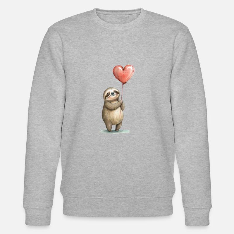 Faultier Herz Aquarell - Stanley/Stella Unisex Bio-Sweatshirt CHANGER  - Grau meliert