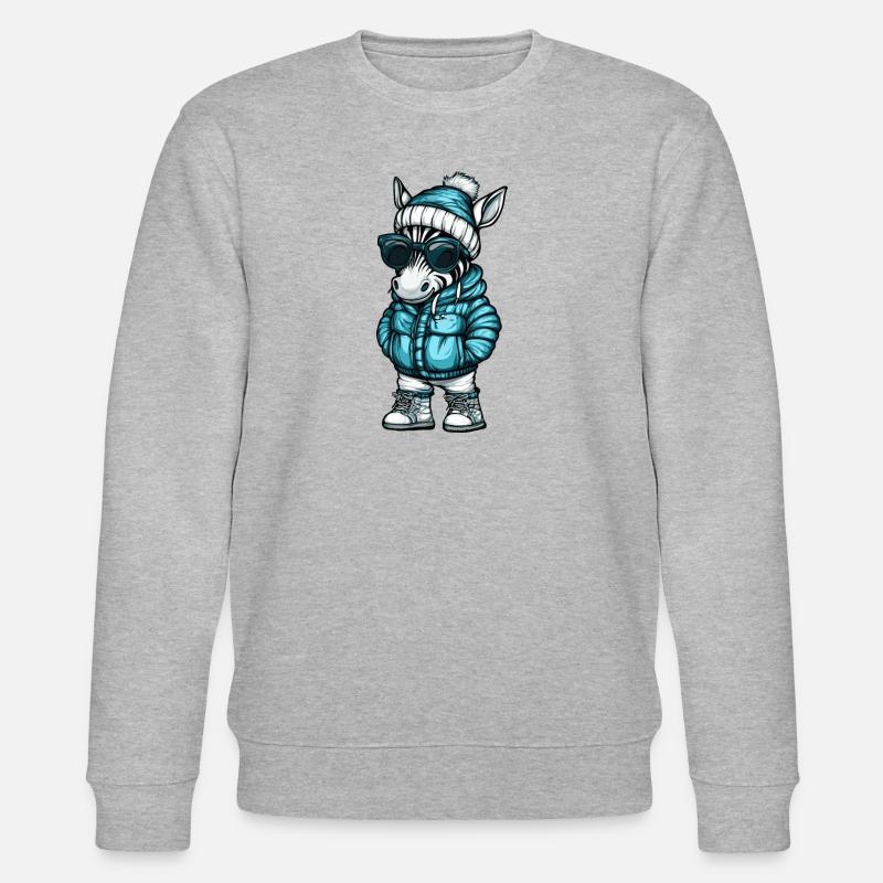 Zebra Winter Comic - Stanley/Stella CHANGER Unisex Organic Sweatshirt - heather grey