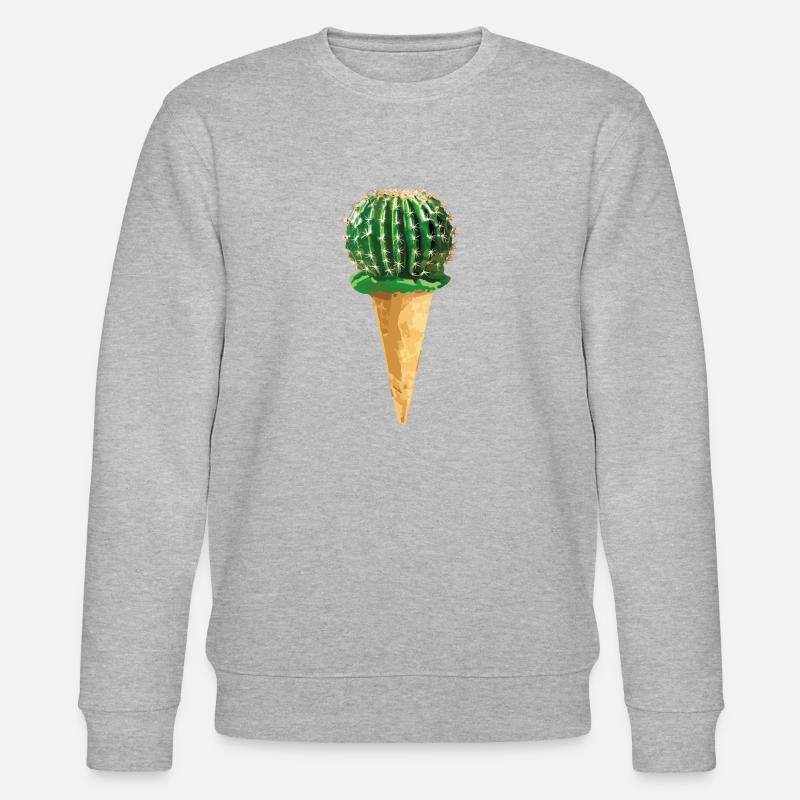 Kaktus mit Eiscreme - Stanley/Stella Unisex Bio-Sweatshirt CHANGER  - Grau meliert