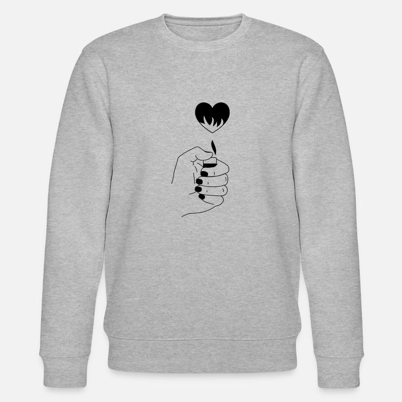 Herz Feuer - Stanley/Stella Unisex Bio-Sweatshirt CHANGER  - Grau meliert