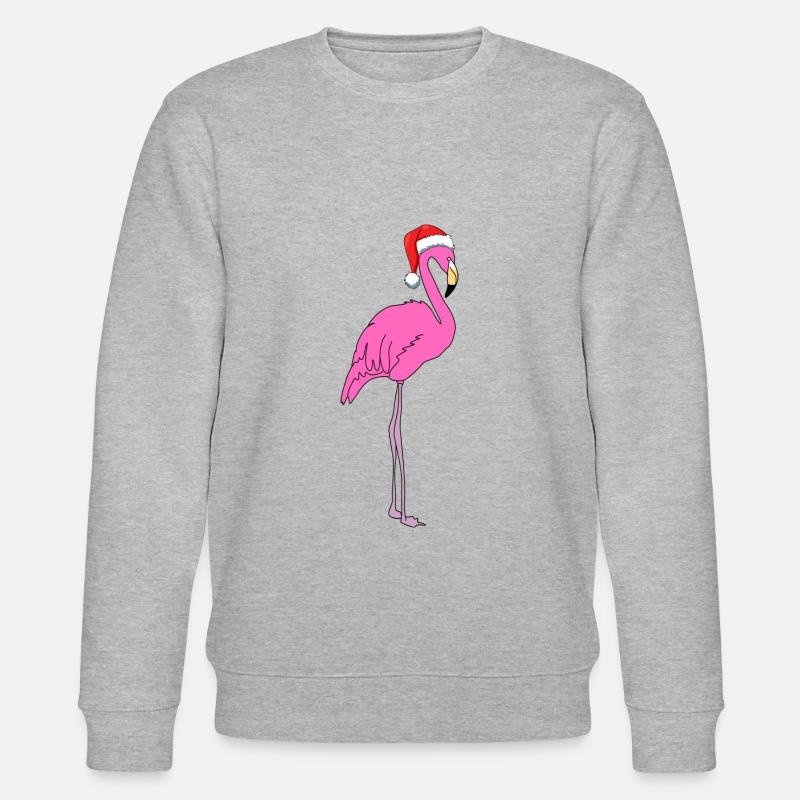 Flamingo with Santa hat - Stanley/Stella CHANGER Unisex Organic Sweatshirt - heather grey