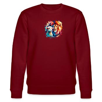 Vêtements chrétiens Lion et Agneau - Sweat bio CHANGER Stanley/Stella Unisexe - bordeaux - Devant - Nik (191cm) & Marisol (170cm)