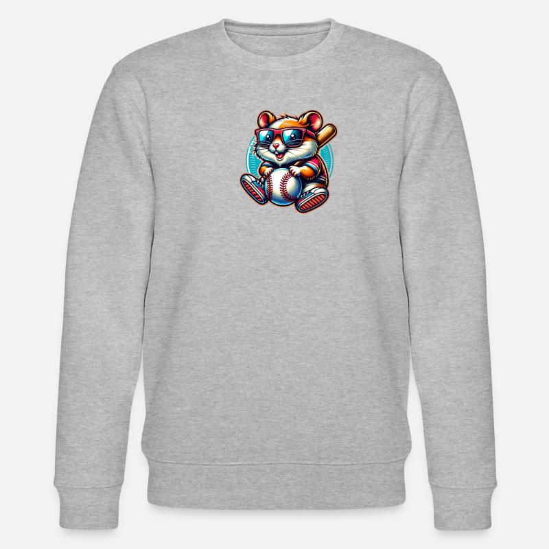 Hamster avec baseball et lunettes - Sweat bio CHANGER Stanley/Stella Unisexe - gris chiné