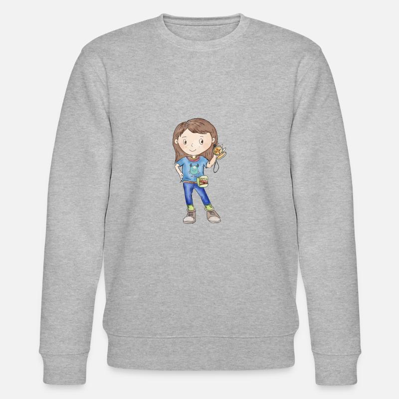 Wandermädchen M. mit Kompass - Stanley/Stella Unisex Bio-Sweatshirt CHANGER  - Grau meliert