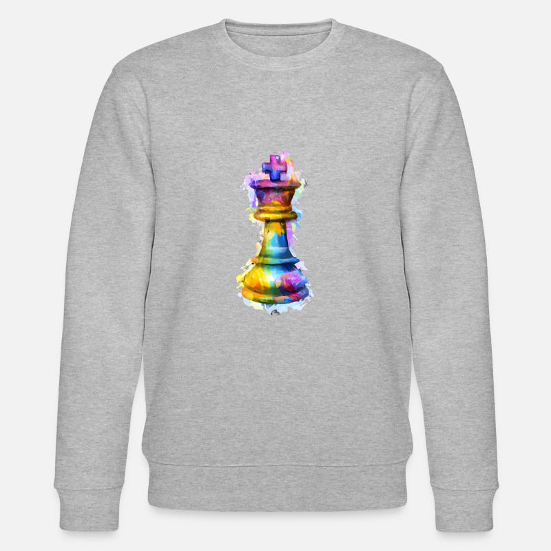 Kunst Schachfigur König - Stanley/Stella Unisex Bio-Sweatshirt CHANGER  - Grau meliert