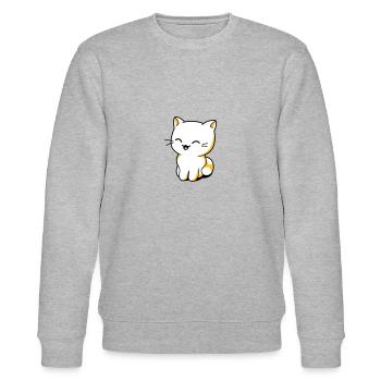 Katzen Kawaii - Stanley/Stella Unisex Bio-Sweatshirt CHANGER  - Grau meliert - Vorne - Nik (191cm) & Marisol (170cm)