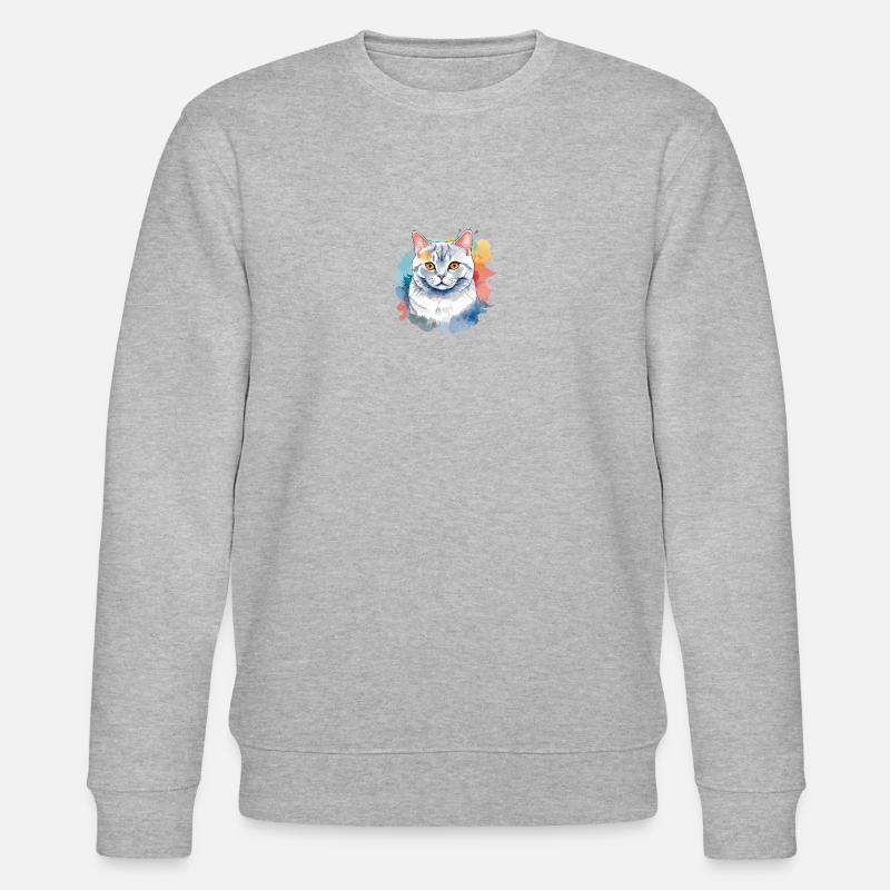 Aquarelle British Shorthair - Sweat bio CHANGER Stanley/Stella Unisexe - gris chiné
