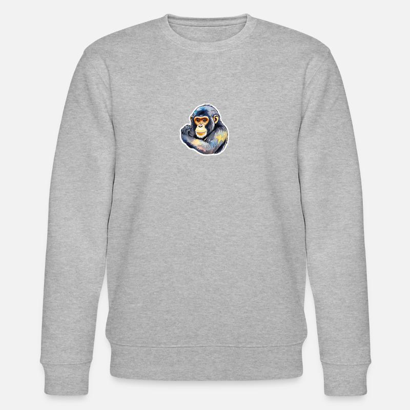 Aquarelles de singe - Sweat bio CHANGER Stanley/Stella Unisexe - gris chiné