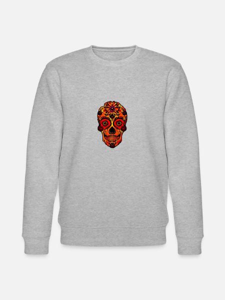 Skull on Fire - Stanley/Stella Unisex Bio-Sweatshirt CHANGER - Grau meliert