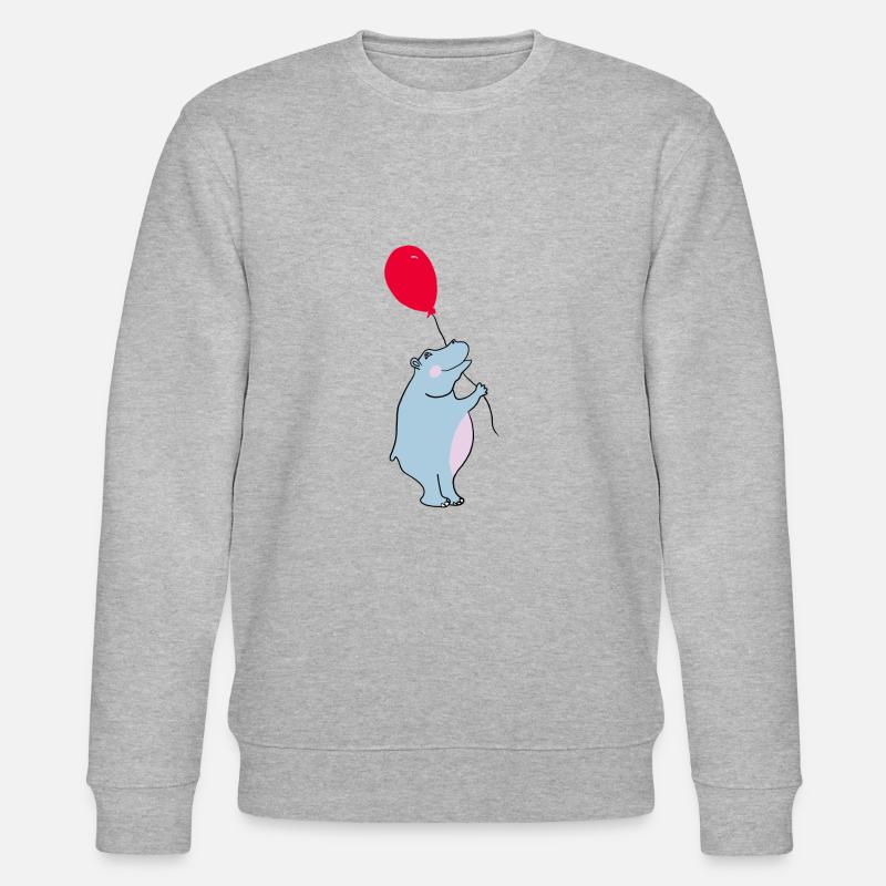 Blauer Hippo mit Ballon - Stanley/Stella Unisex Bio-Sweatshirt CHANGER  - Grau meliert