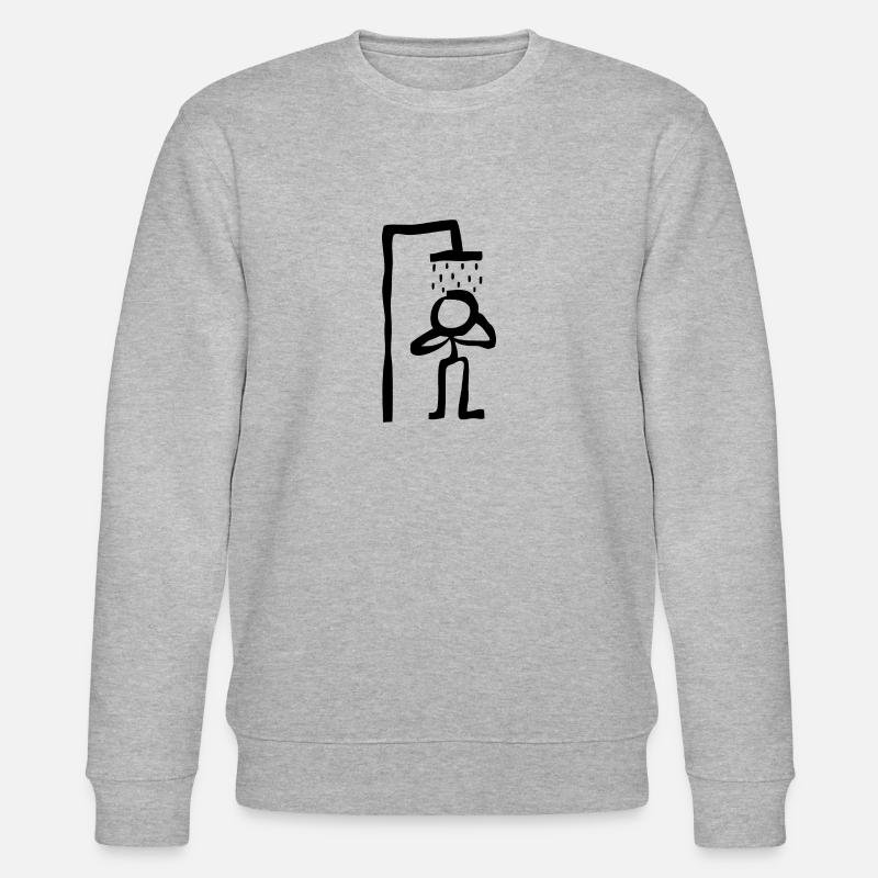 Strichmännchen unter der Dusche - Stanley/Stella Unisex Bio-Sweatshirt CHANGER  - Grau meliert