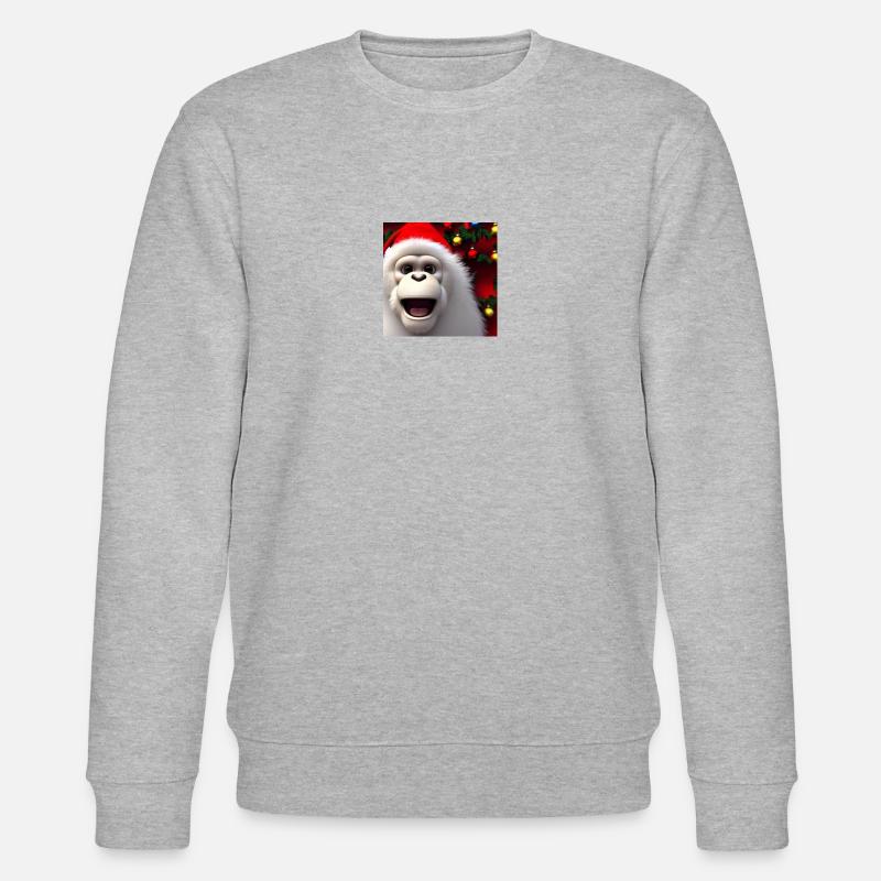 Weihnachtsaffe mit Weihnachtsmütze - Stanley/Stella Unisex Bio-Sweatshirt CHANGER  - Grau meliert
