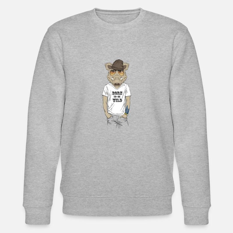 Wildschwein - Stanley/Stella Unisex Bio-Sweatshirt CHANGER  - Grau meliert