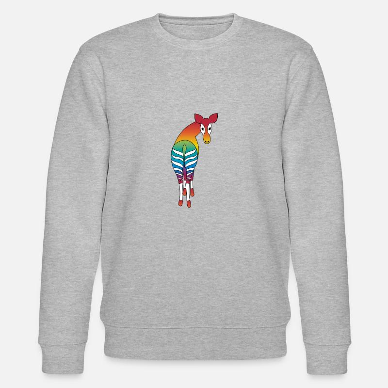 Rainbow Okapi - Stanley/Stella CHANGER Unisex Organic Sweatshirt - heather grey