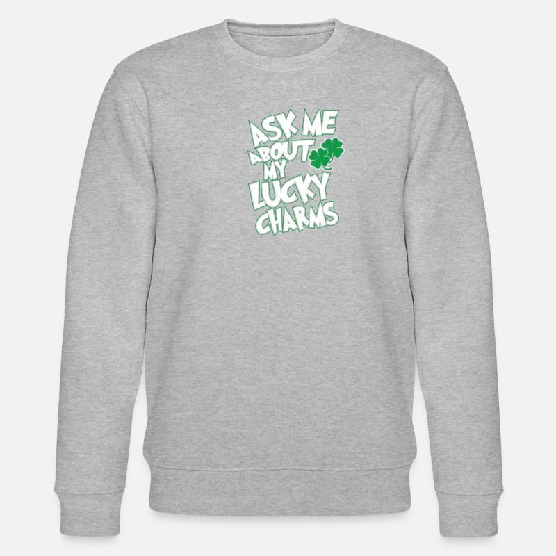 Frag Mich Nach Meinen Glücksbringern - Stanley/Stella Unisex Bio-Sweatshirt CHANGER - Grau meliert