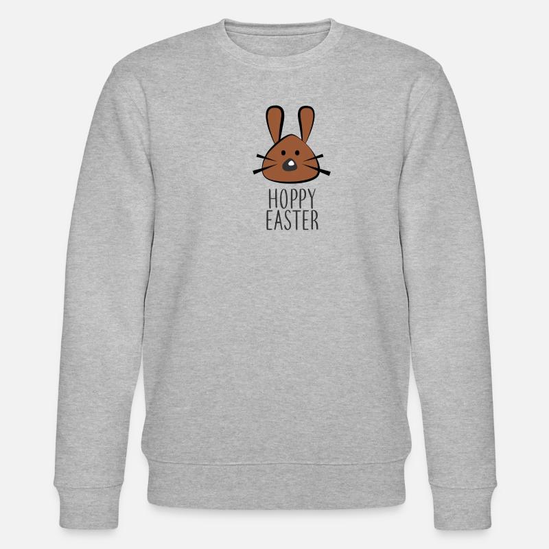 Hoppy Easter Cute Easter Bunny - Stanley/Stella CHANGER Unisex Organic Sweatshirt - heather grey