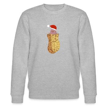 Baby Erdnuss als Weihnachtsmann - Stanley/Stella Unisex Bio-Sweatshirt CHANGER  - Grau meliert - Vorne - Nik (191cm) & Marisol (170cm)