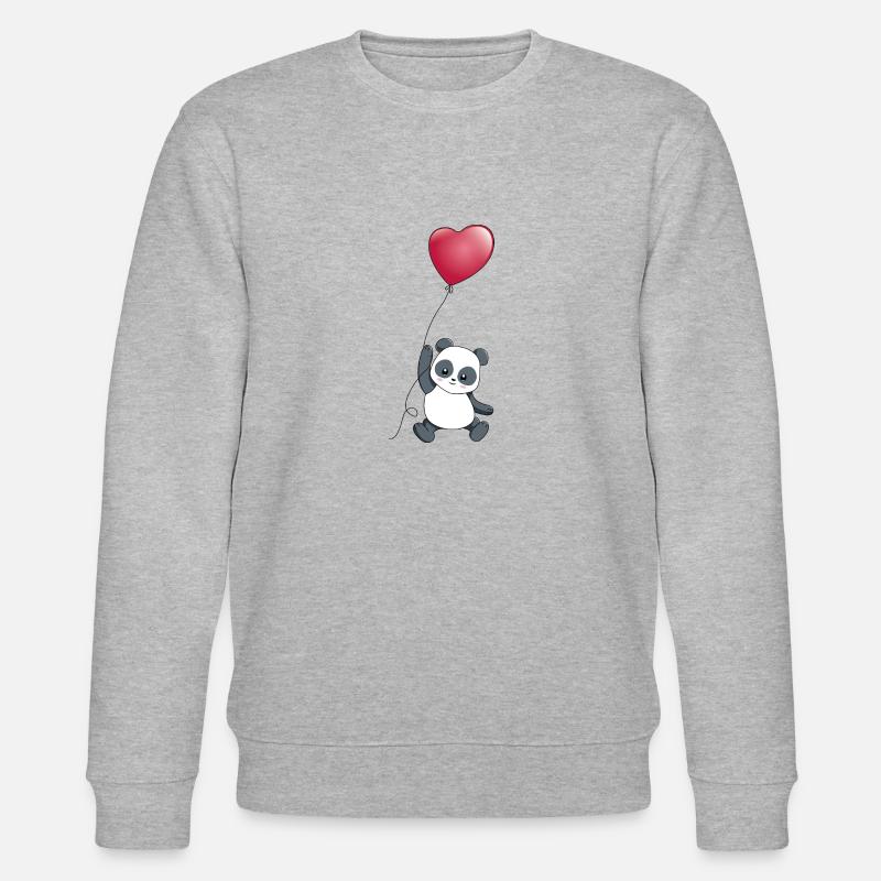 Panda Herz - Stanley/Stella Unisex Bio-Sweatshirt CHANGER  - Grau meliert