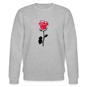 rose fleur - Sweat bio CHANGER Stanley/Stella Unisexe - gris chiné - Devant - Nik (191cm) & Marisol (170cm)