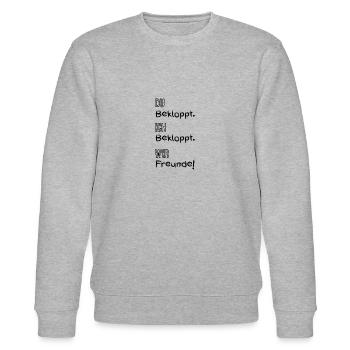 Du bekloppt. Ich bekloppt. Wir Freunde! - Stanley/Stella Unisex Bio-Sweatshirt CHANGER  - Grau meliert - Vorne - Nik (191cm) & Marisol (170cm)