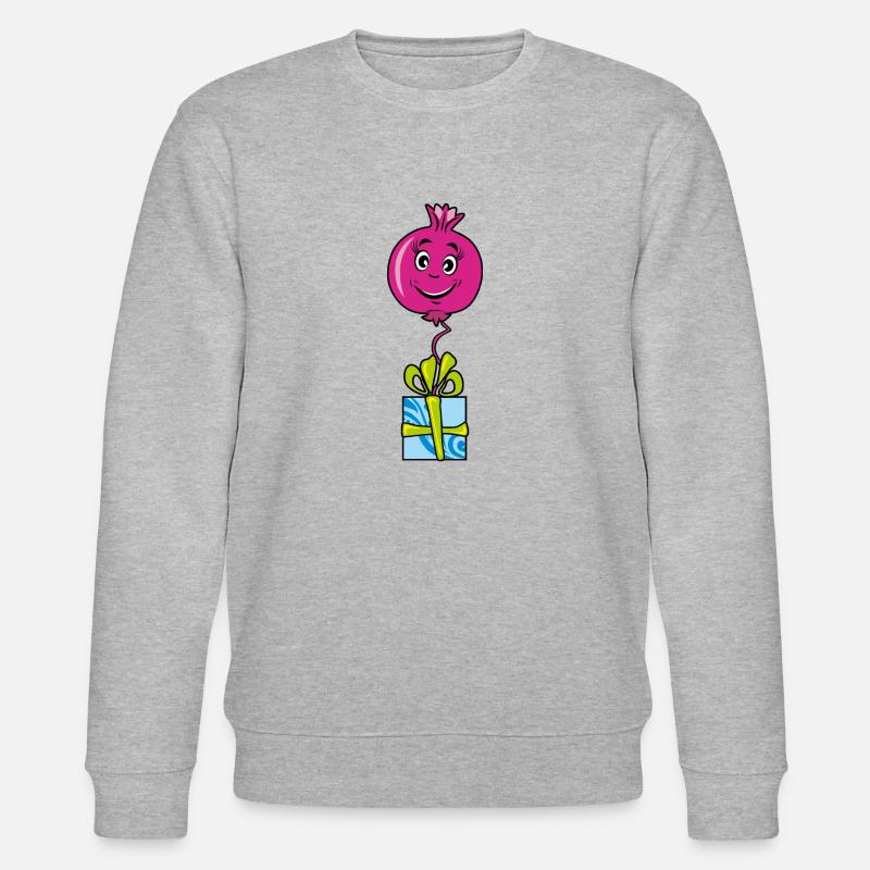 Fröhlicher Cartoon-Granatapfel - Stanley/Stella Unisex Bio-Sweatshirt CHANGER  - Grau meliert