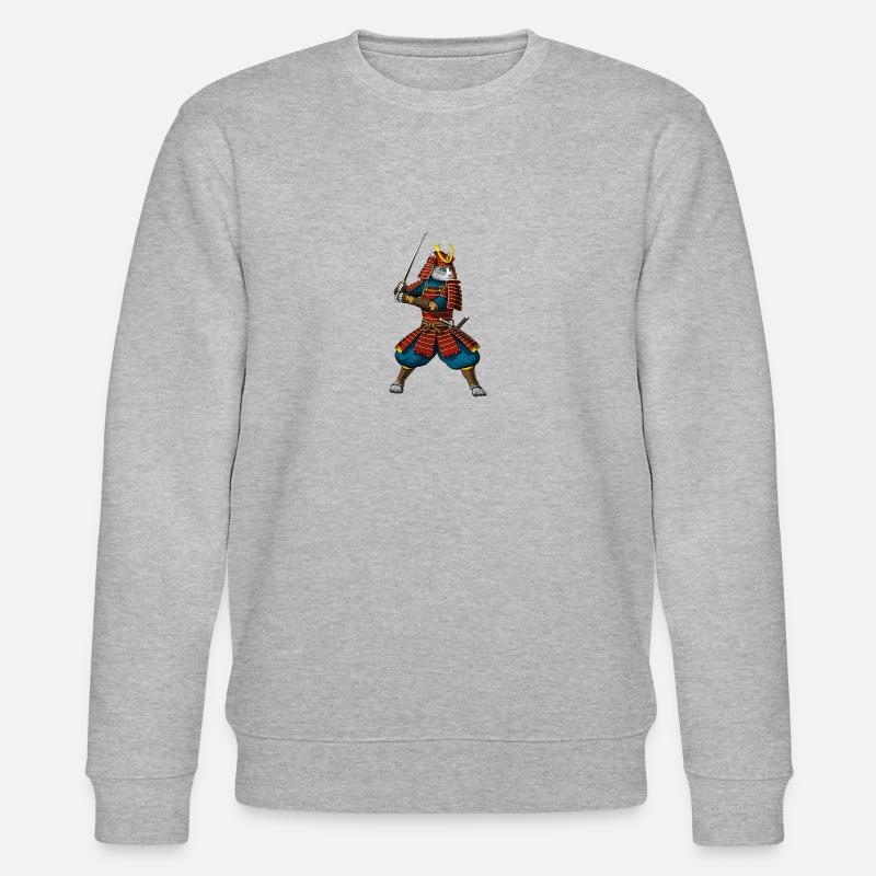 Chat Japonais Samouraï Ninja - Sweat bio CHANGER Stanley/Stella Unisexe - gris chiné