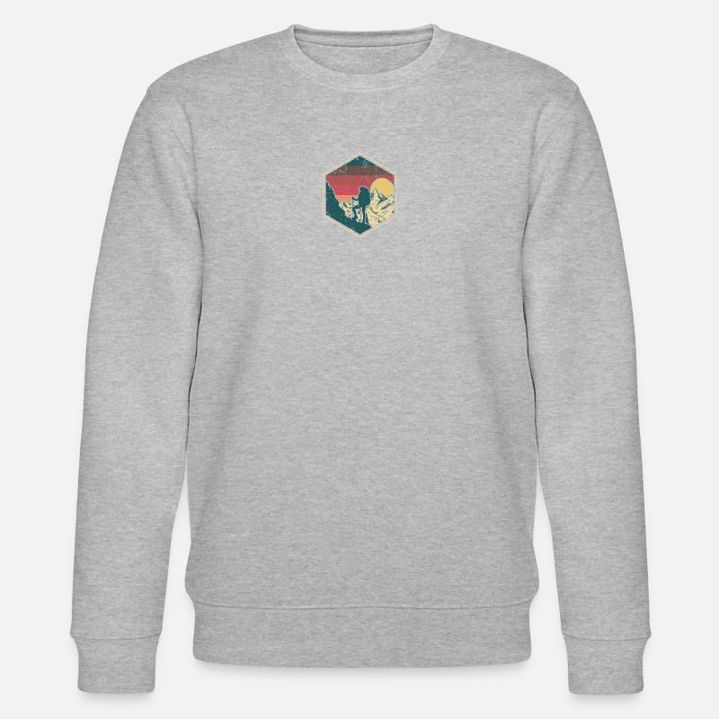 Sunset Summit Climber Hex Badge - Stanley/Stella CHANGER Unisex Organic Sweatshirt - heather grey