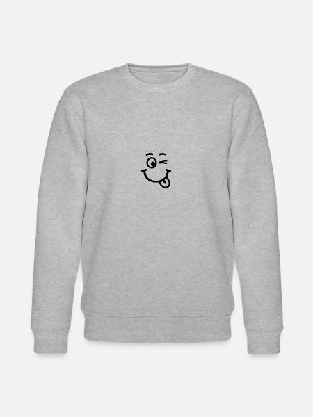 smiley laugh wink face - Stanley/Stella CHANGER Unisex Organic Sweatshirt - heather grey