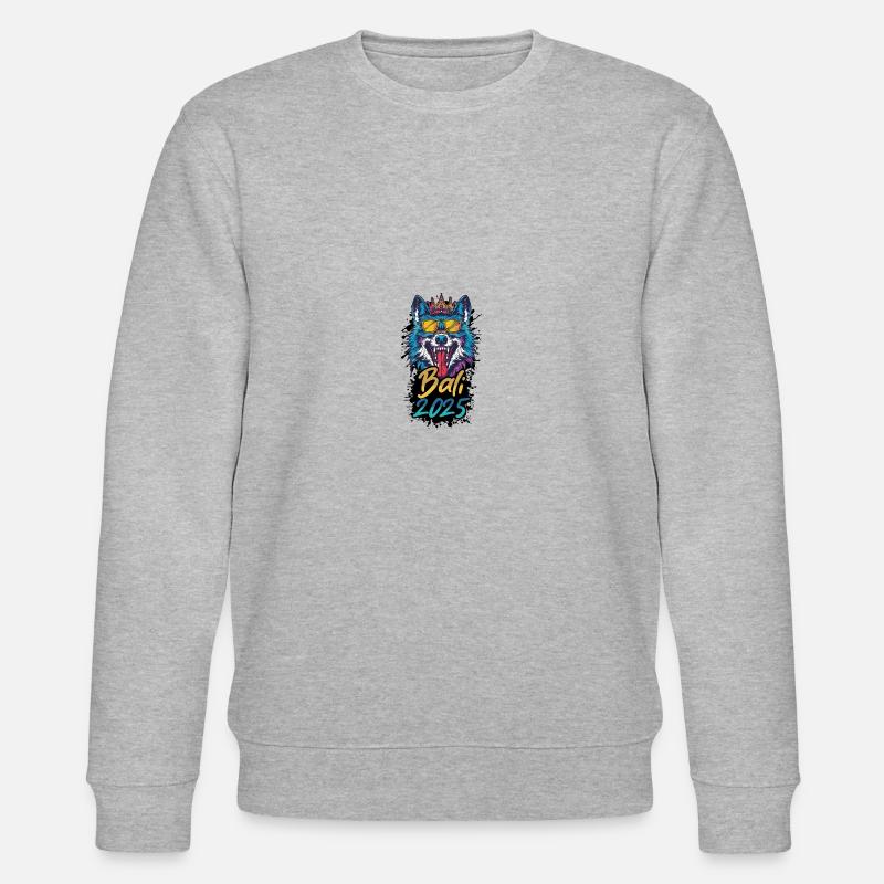 Bali 2025 Party Wolf - Stanley/Stella Unisex Bio-Sweatshirt CHANGER  - Grau meliert