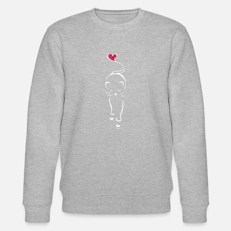 Katze Silhouette Herz Pfoten - Stanley/Stella Unisex Bio-Sweatshirt CHANGER  - Grau meliert