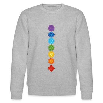 CHAKRAS - Stanley/Stella Unisex Bio-Sweatshirt CHANGER  - Grau meliert - Vorne - Nik (191cm) & Marisol (170cm)