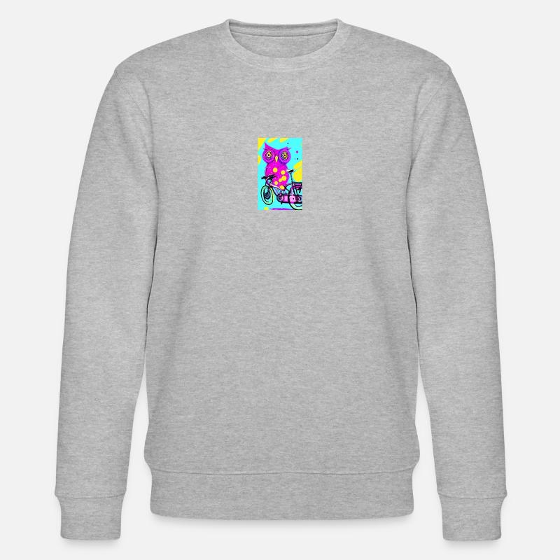 pink owl on bicycle - Stanley/Stella Unisex Bio-Sweatshirt CHANGER  - Grau meliert