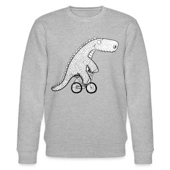 Happy Dino Auf Fahhrad I Bike Krokodil I Radfahrer - Stanley/Stella Unisex Bio-Sweatshirt CHANGER  - Grau meliert - Vorne - Nik (191cm) & Marisol (170cm)