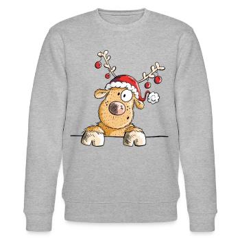 Weihnachtliches Rentier - Rentiere - Geschenk - Stanley/Stella Unisex Bio-Sweatshirt CHANGER  - Grau meliert - Vorne - Nik (191cm) & Marisol (170cm)