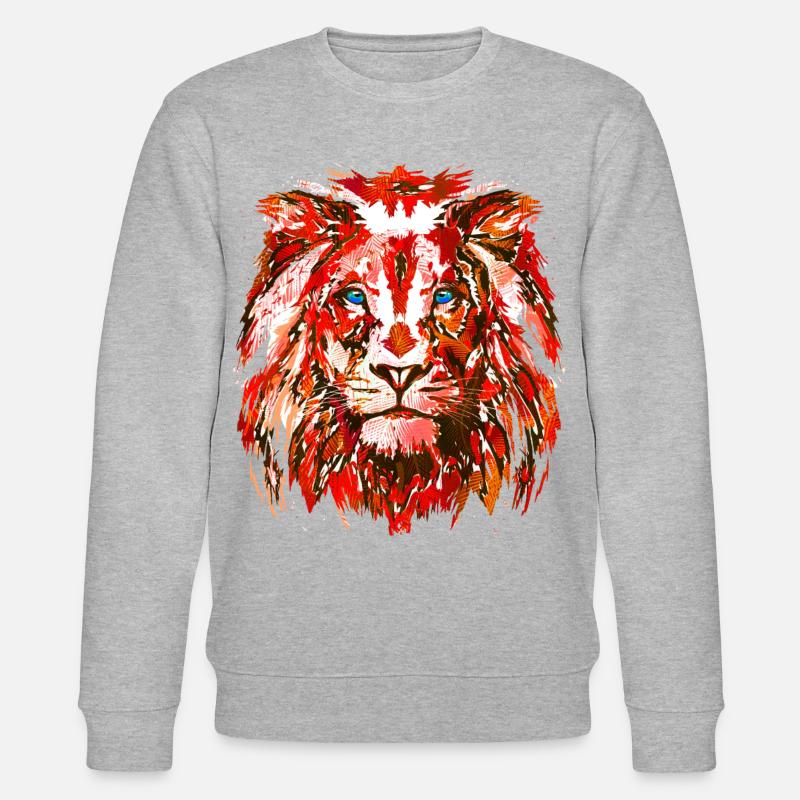 Roter Löwenkopf - Sternzeichen Löwe - Stanley/Stella Unisex Bio-Sweatshirt CHANGER  - Grau meliert