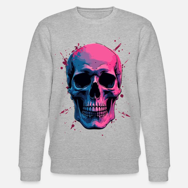 Crâne au néon - Sweat bio CHANGER Stanley/Stella Unisexe - gris chiné