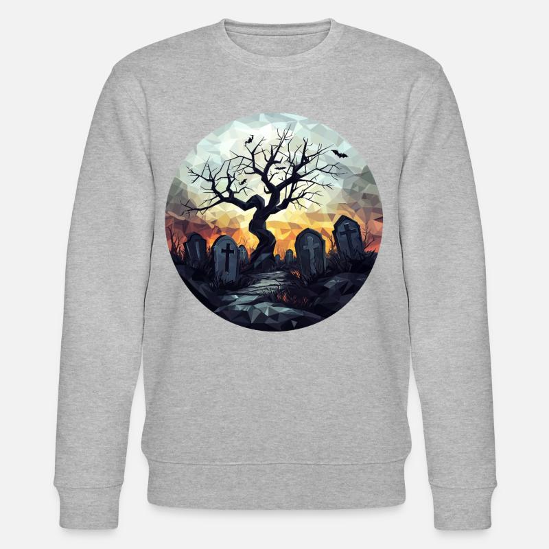 Spukiger Friedhof mit knorrigem Baum - Stanley/Stella Unisex Bio-Sweatshirt CHANGER - Grau meliert