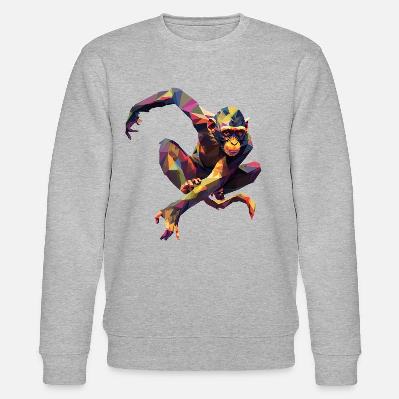 Geometrischer bunter Affe - Stanley/Stella Unisex Bio-Sweatshirt CHANGER  - Grau meliert