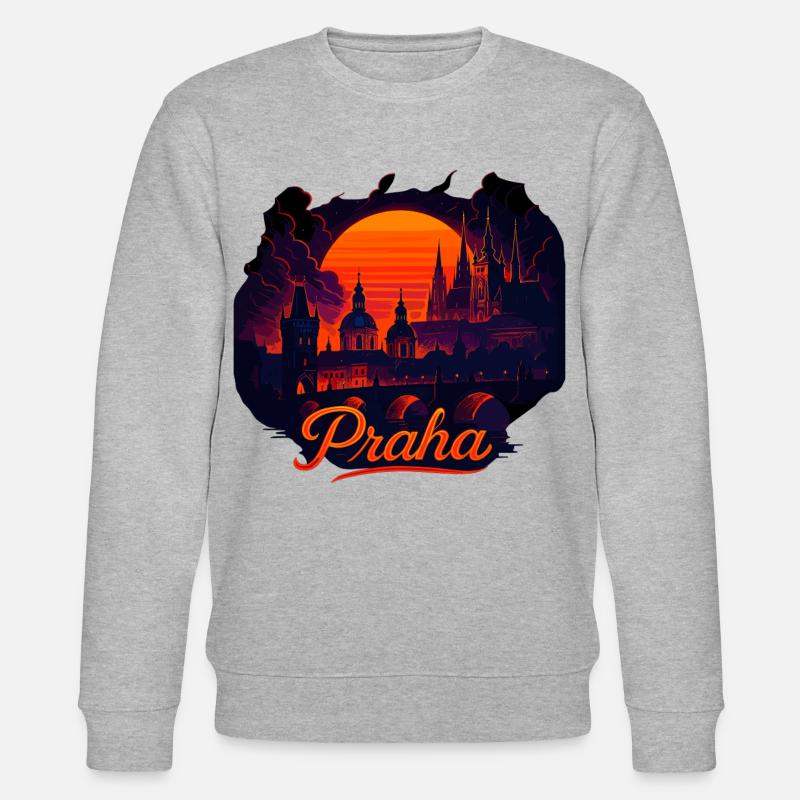 Praha Abendlicht Skyline Abendrot Geschenk - Stanley/Stella Unisex Bio-Sweatshirt CHANGER  - Grau meliert