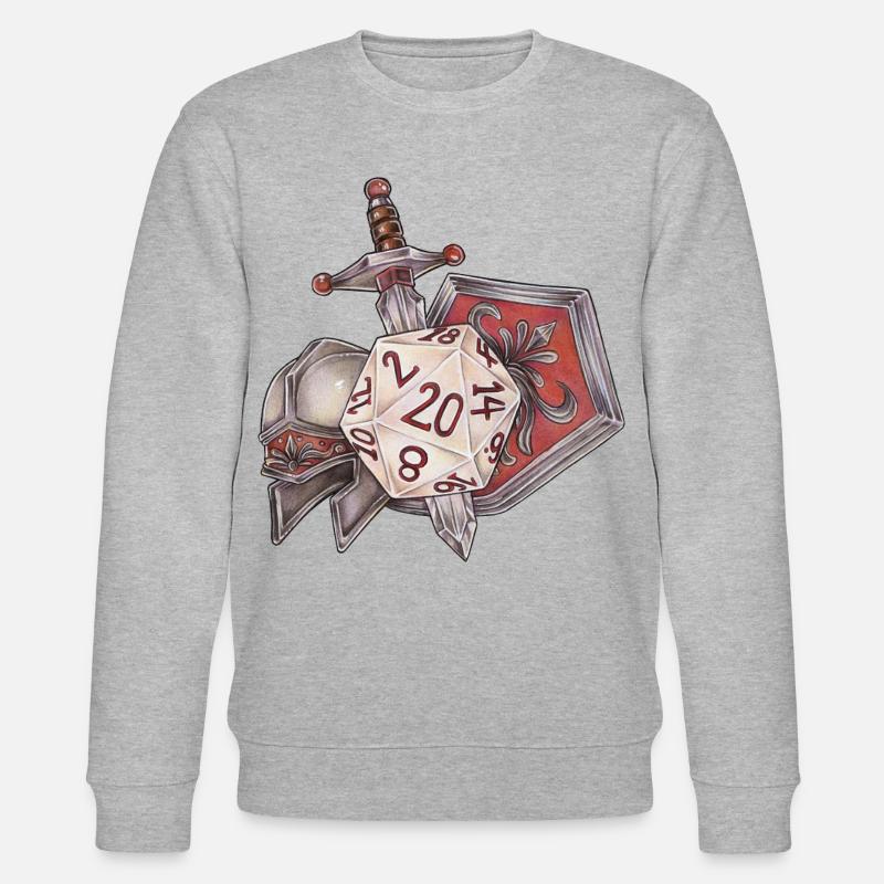 RPG Tabletop D20 Dice Gift Fighter - Stanley/Stella CHANGER Unisex Organic Sweatshirt - heather grey