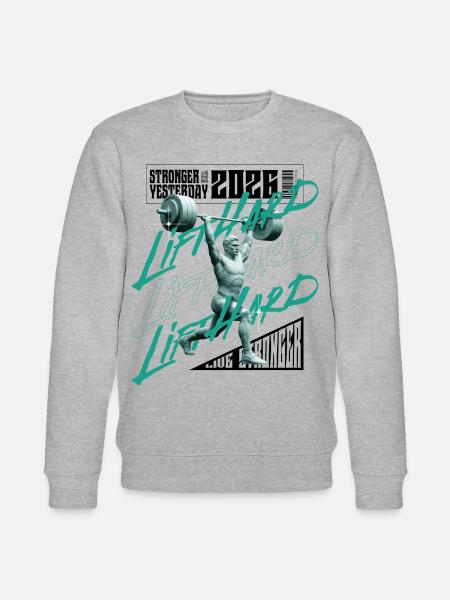 Gewichtheber-Mann, lila-rosa dunkle Version - Stanley/Stella Unisex Bio-Sweatshirt CHANGER  - Grau meliert