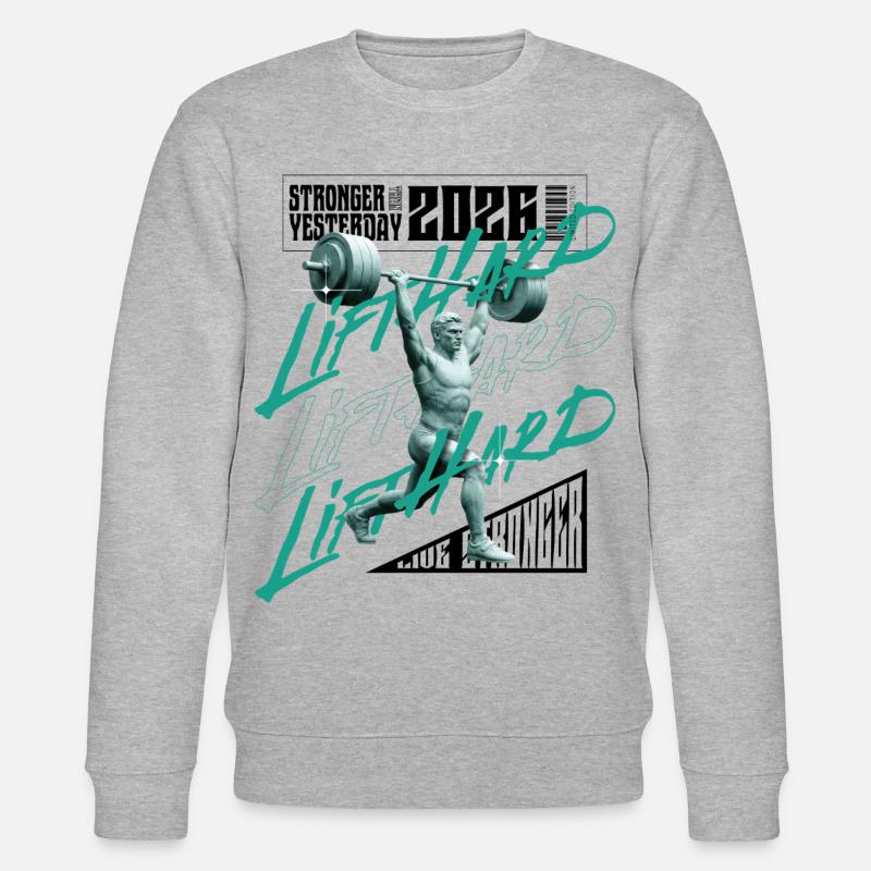 Gewichtheber-Mann, lila-rosa dunkle Version - Stanley/Stella Unisex Bio-Sweatshirt CHANGER  - Grau meliert