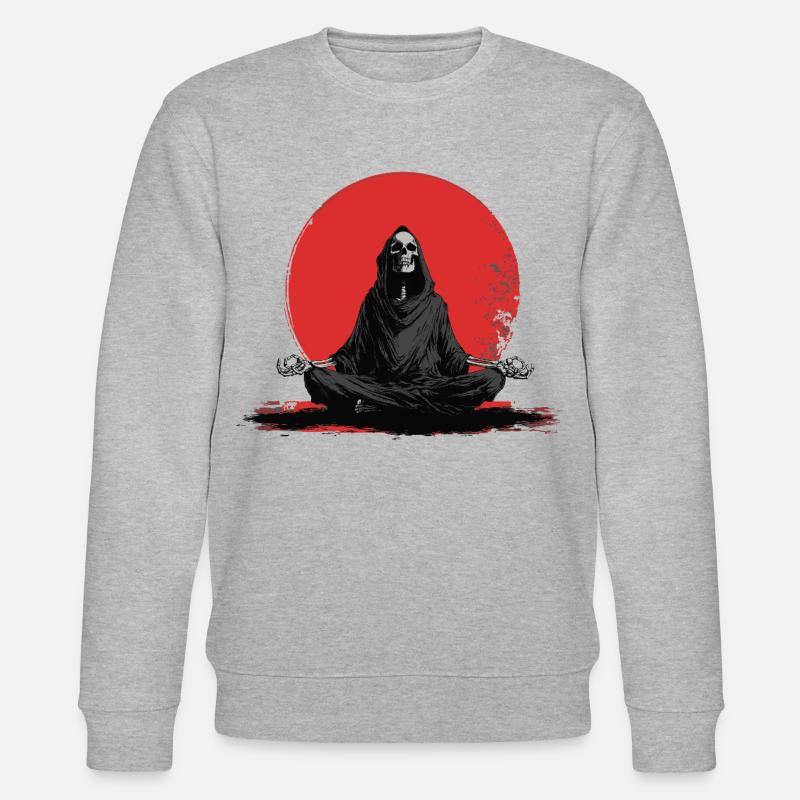 Sensenmann Meditation vor roter Sonne - Stanley/Stella Unisex Bio-Sweatshirt CHANGER  - Grau meliert