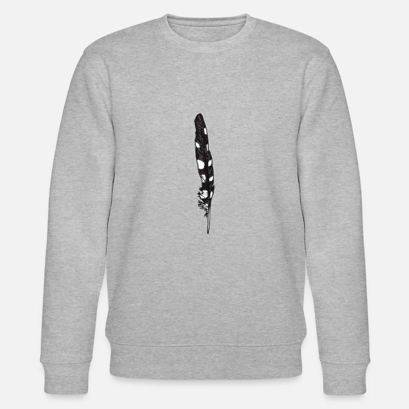 Feder Gepunktet Handgezeichnet (Buntspecht) - Stanley/Stella Unisex Bio-Sweatshirt CHANGER  - Grau meliert