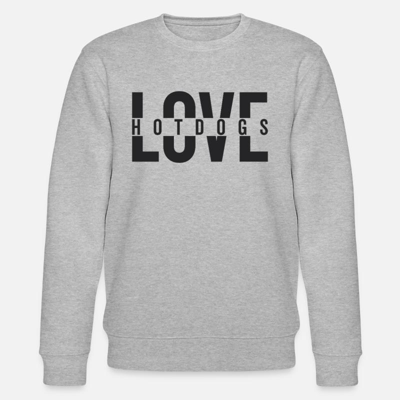 Love Hotdogs Fast Food Statement - Stanley/Stella CHANGER Unisex Organic Sweatshirt - heather grey