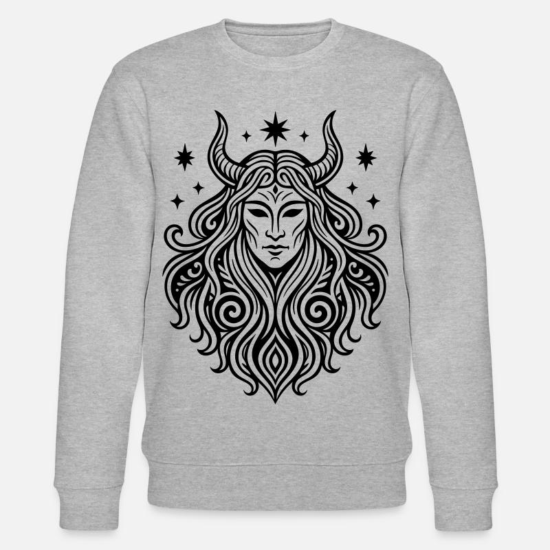 Rauhnächte Perchtenmaske Pagan Symbol - Stanley/Stella Unisex Bio-Sweatshirt CHANGER  - Grau meliert