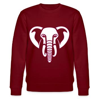 Elephant Majesty: Elefantenkopf-Print, pink - Stanley/Stella Unisex Bio-Sweatshirt CHANGER  - Burgunderrot - Vorne - Nik (191cm) & Marisol (170cm)