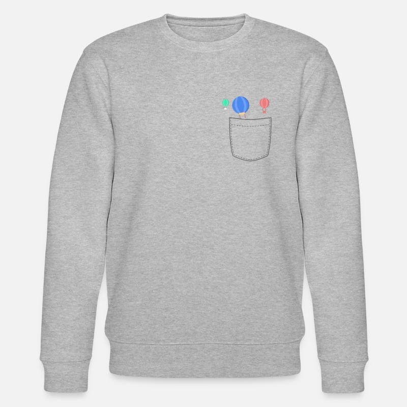 Brusttasche mit Heißluftballons - Stanley/Stella Unisex Bio-Sweatshirt CHANGER  - Grau meliert